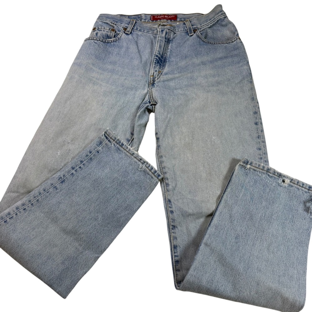 Levi's‎ Cotton Jeans 10 Light Blue Relaxed Fit Distressed 90s Vintage